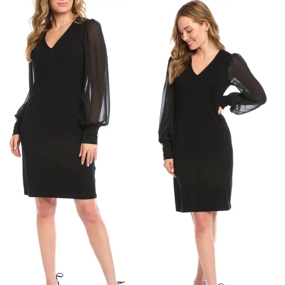 Karen Kane Chiffon Long Sleeve Dress